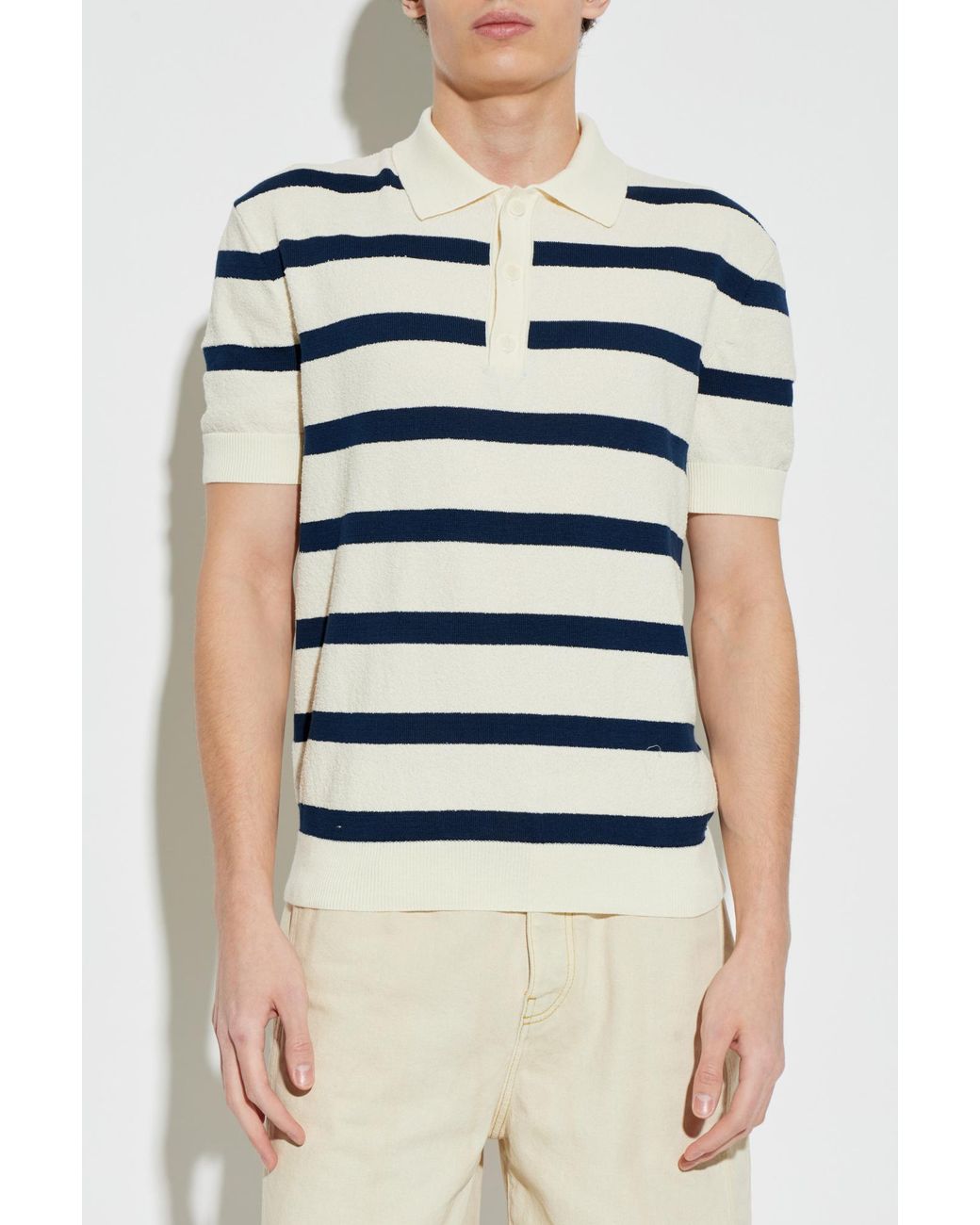 Balmain Natural Striped Pattern Polo for men