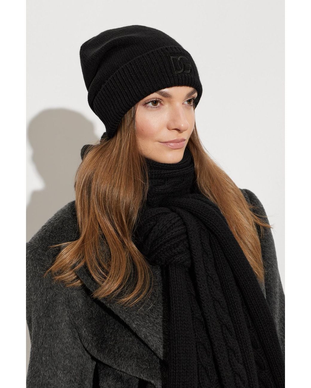 Dolce & Gabbana Black Cashmere Hat With Appliqué