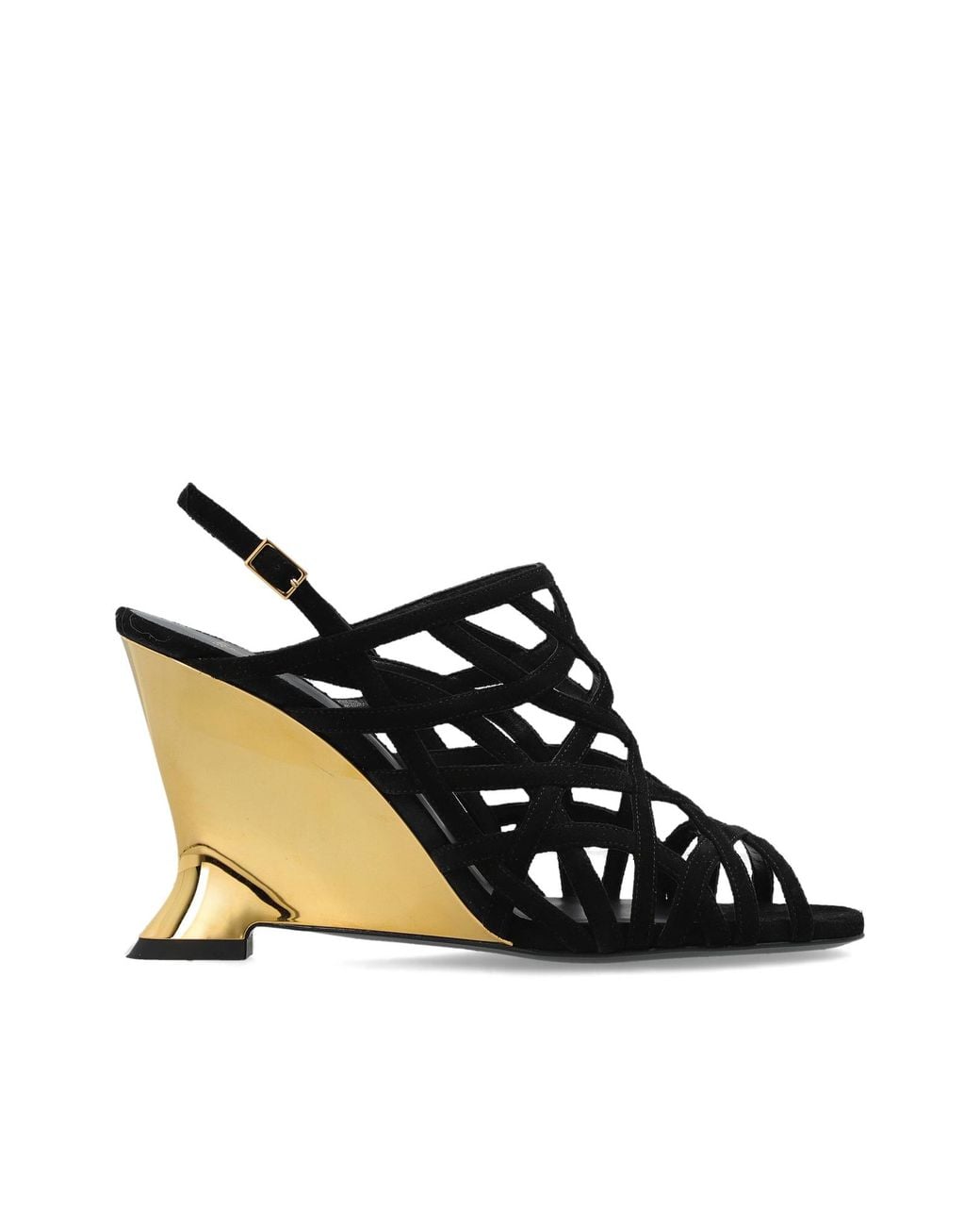 Balmain Black Suede Wedge Sandals