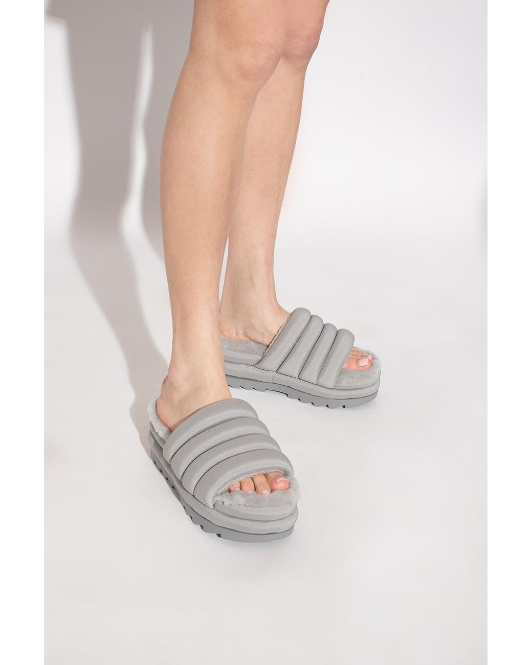 UGG 'maxi Slide' Platform Slides in Gray | Lyst