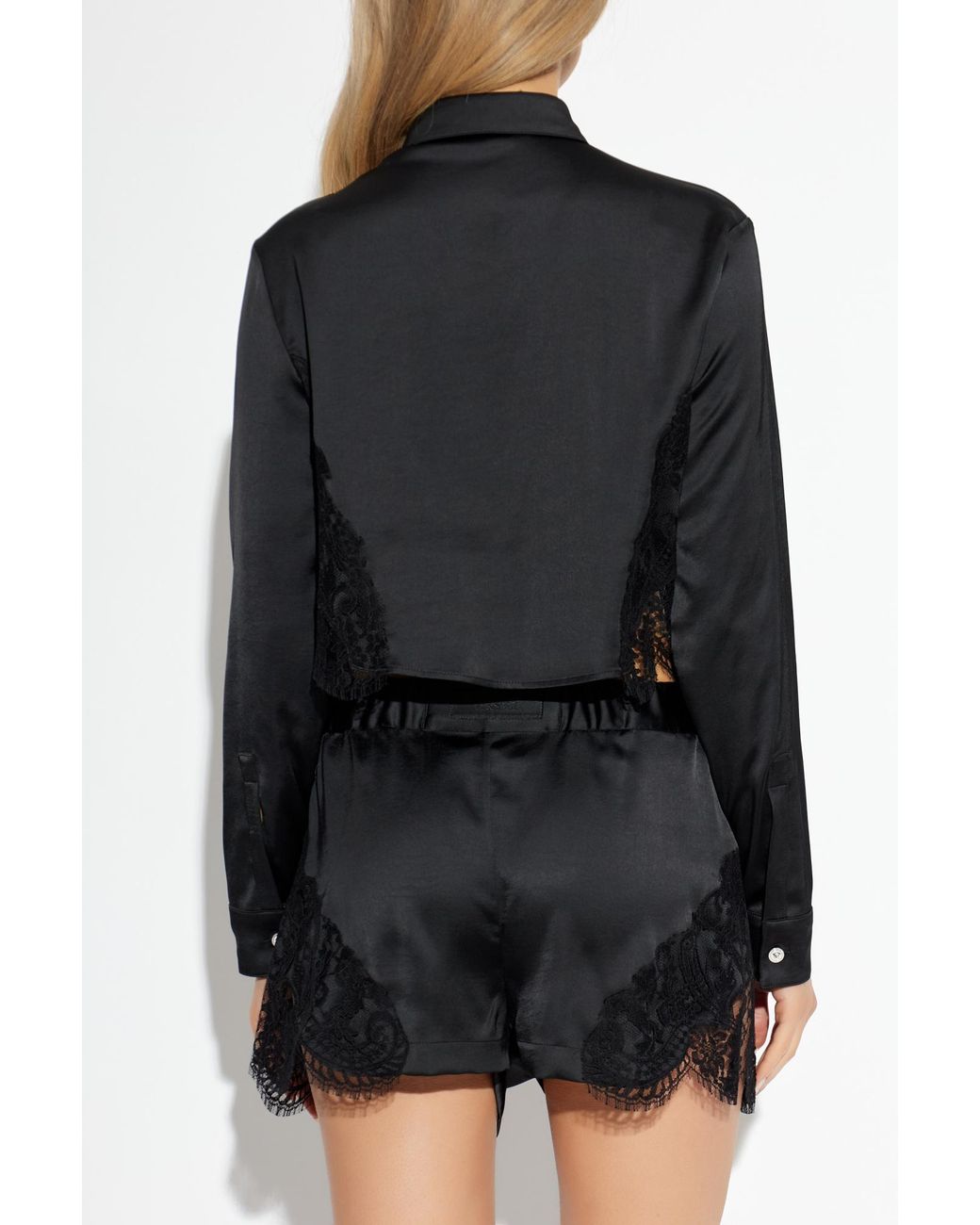 Versace Black Shirt With Lace Inserts