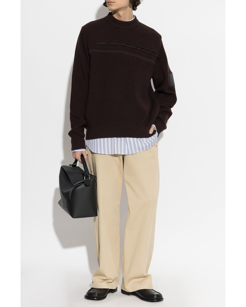 Loewe Black Wool Crew Neck Sweater for men