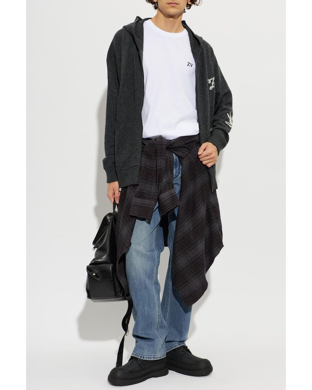 Zadig & Voltaire Black Wool Cardigan 'Camillo' for men