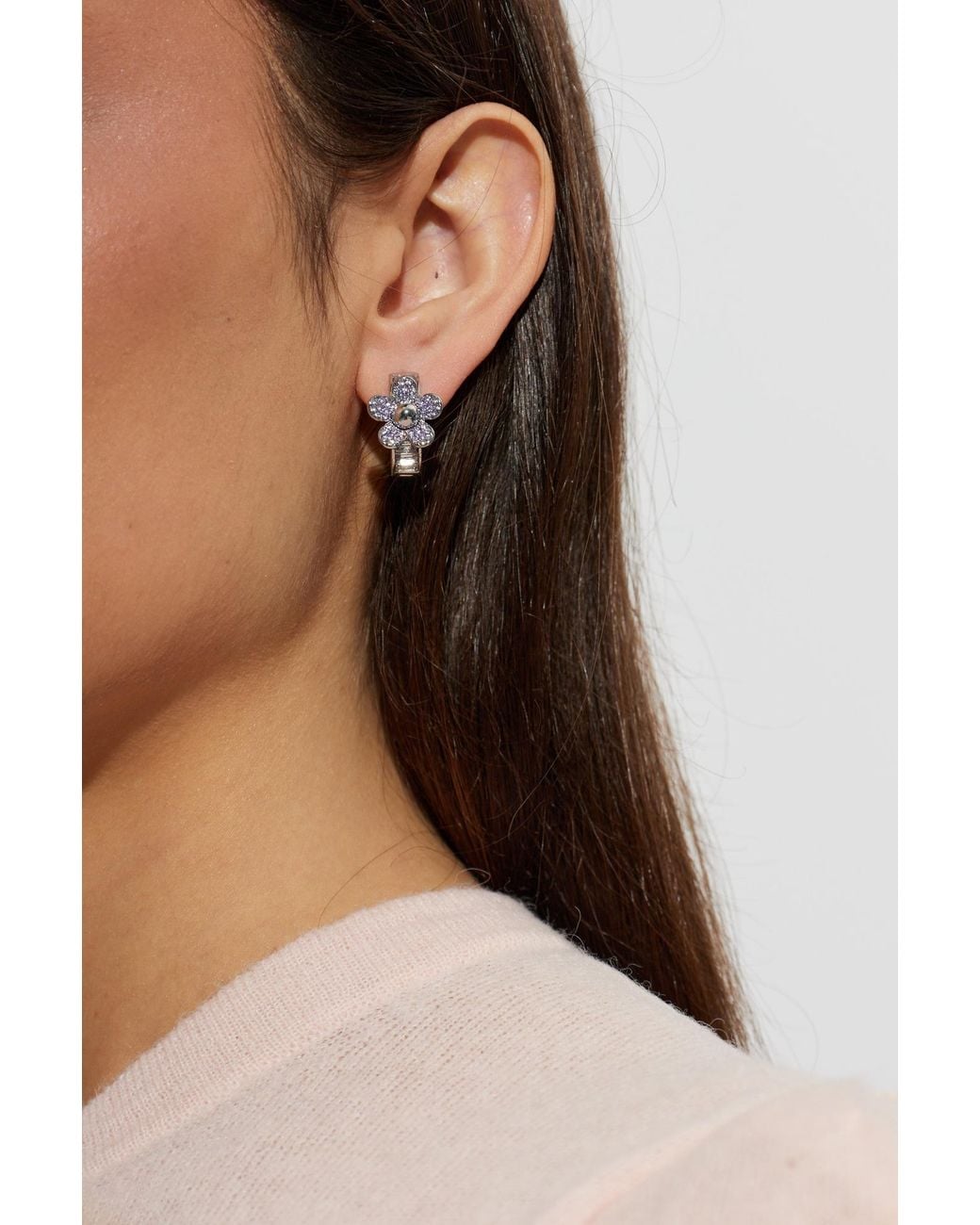 Marc Jacobs Metallic Earrings With Shimmering Crystals