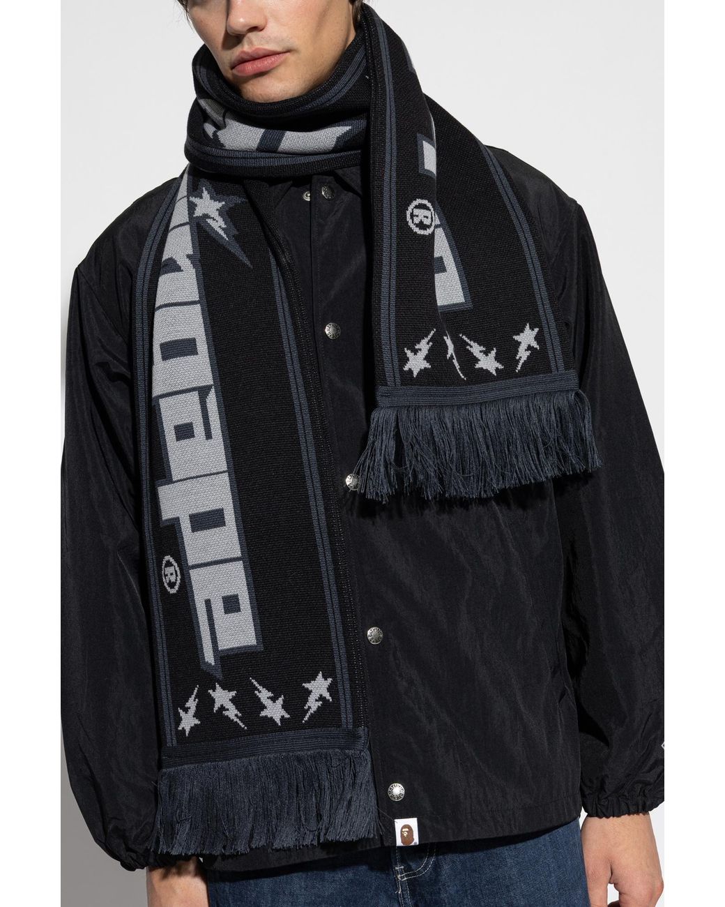 A Bathing Ape Black Scarf With Logo for men