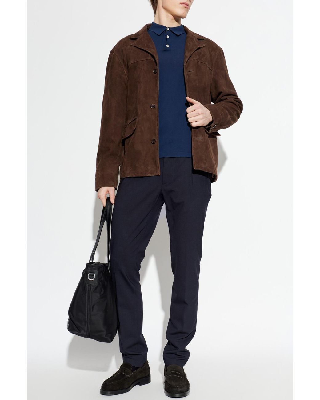 Eleventy Blue Cotton Long-Sleeve Polo for men