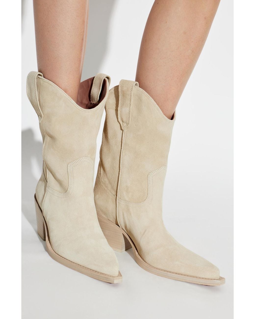 Paris Texas Natural Suede Heeled Ankle Boots "Dakota"
