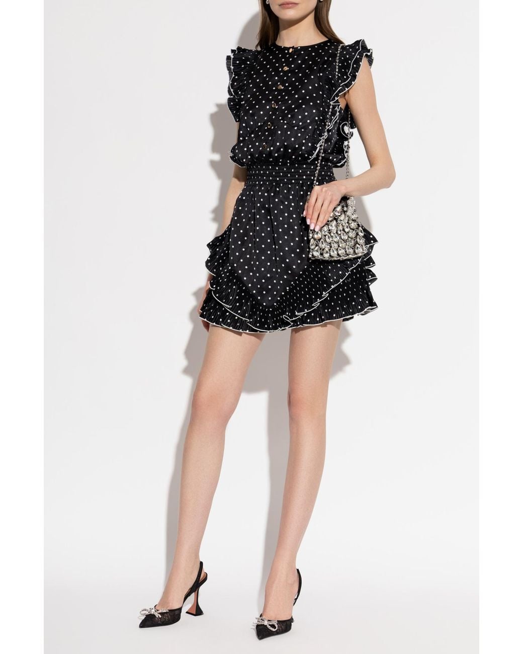 Self-Portrait Black Dress With Polka Dot Pattern