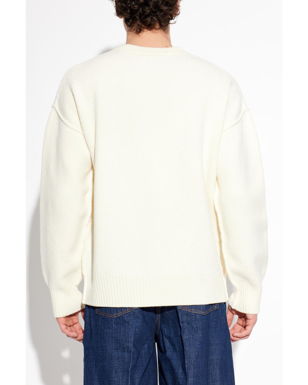 AMI Blue Wool Sweater With Logo for men