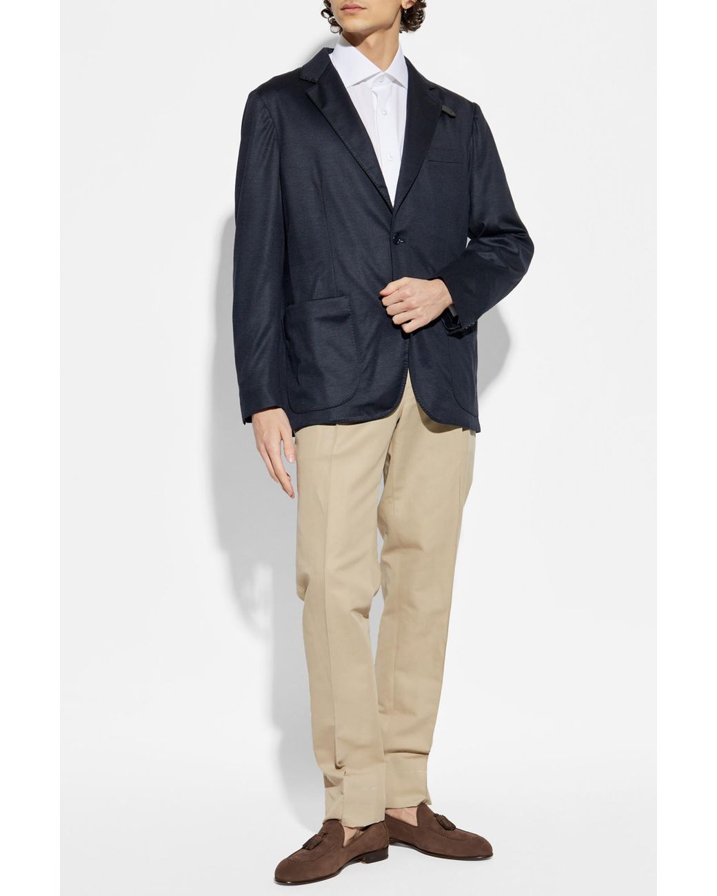 Brioni Blue Blazer With Check Pattern for men
