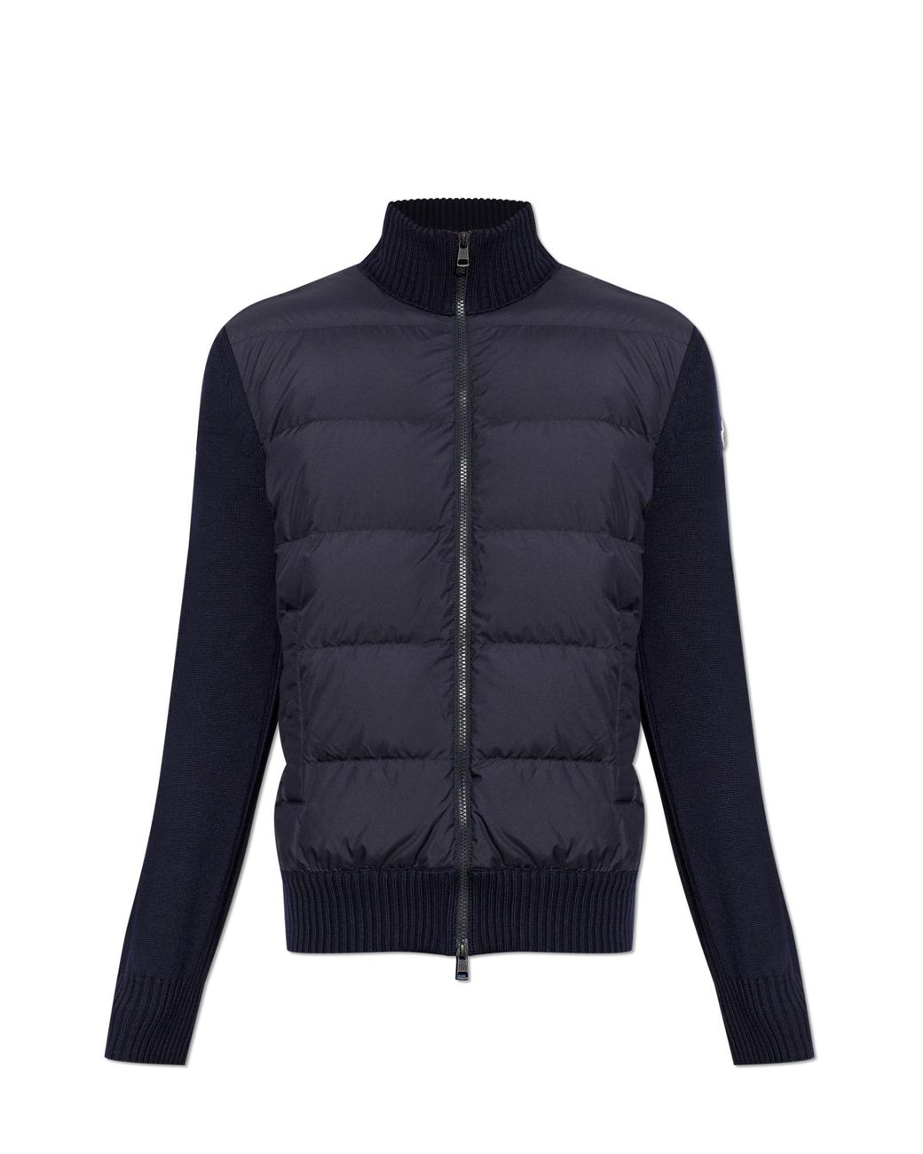 Moncler Blue Cardigan With Quilted Front for men
