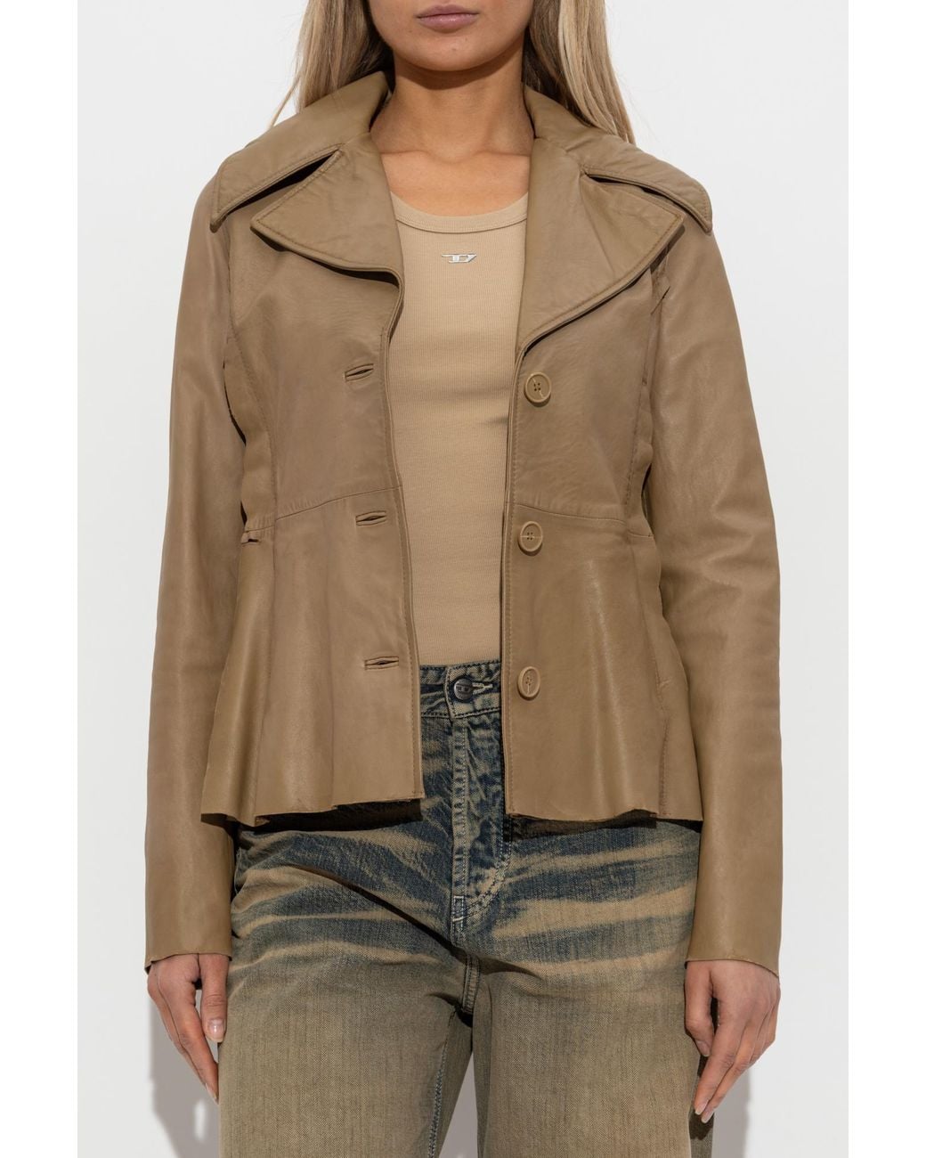 DIESEL Natural Leather Jacket 'L-Atoya'