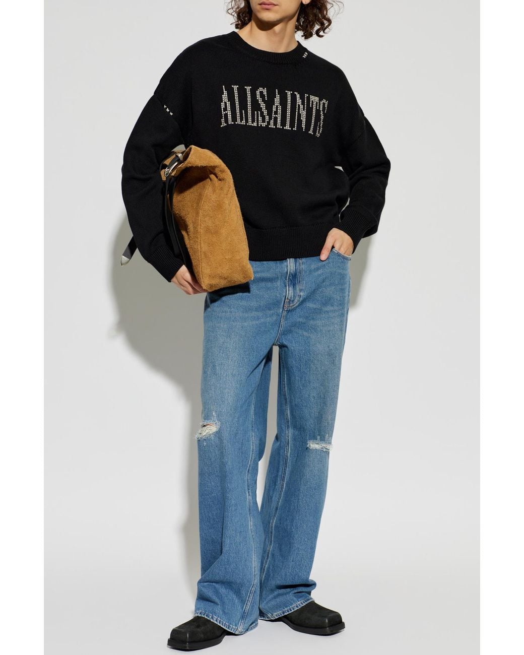 AllSaints Black Sweater 'Crossed' for men