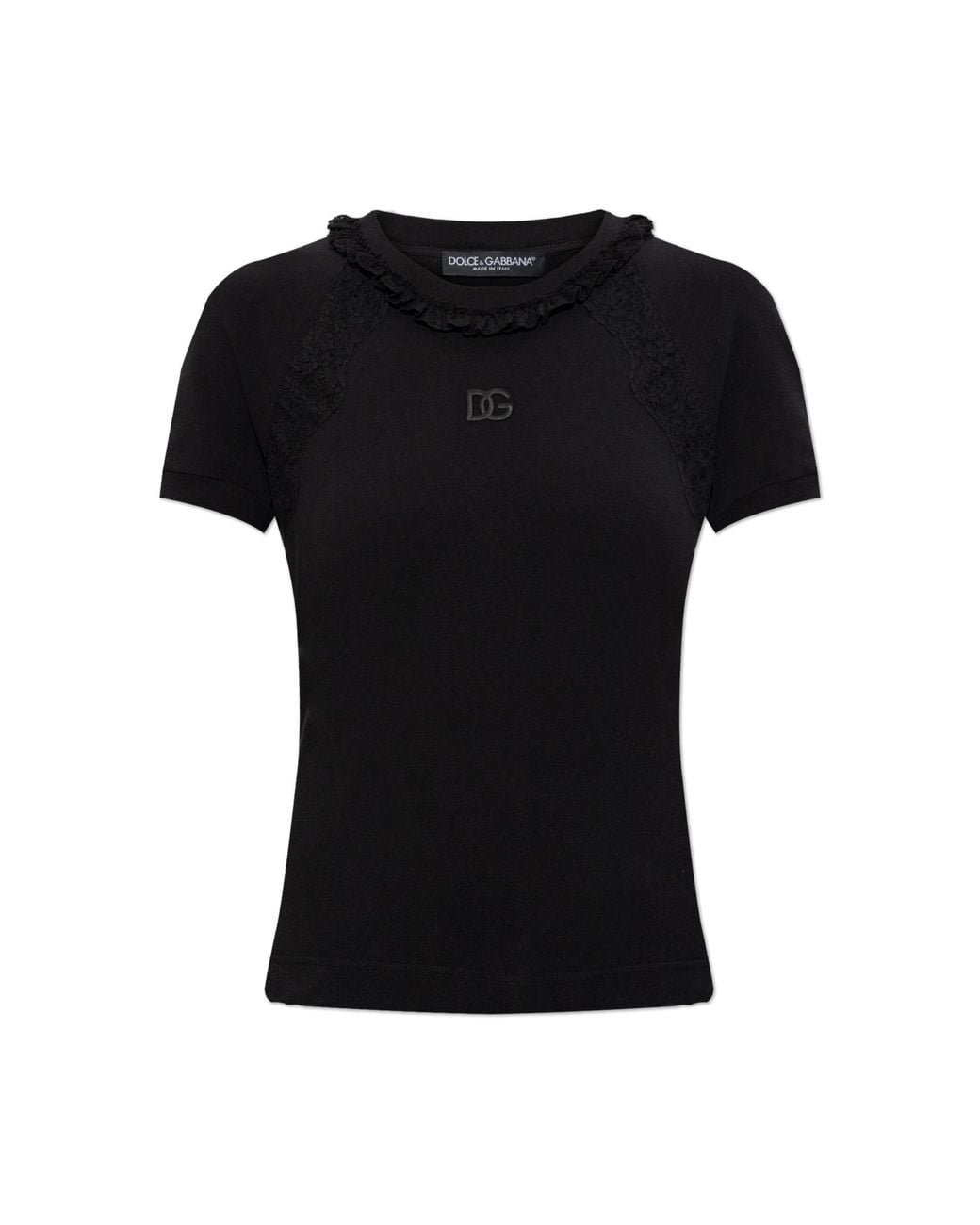 Dolce & Gabbana Black Top With Lace Inserts