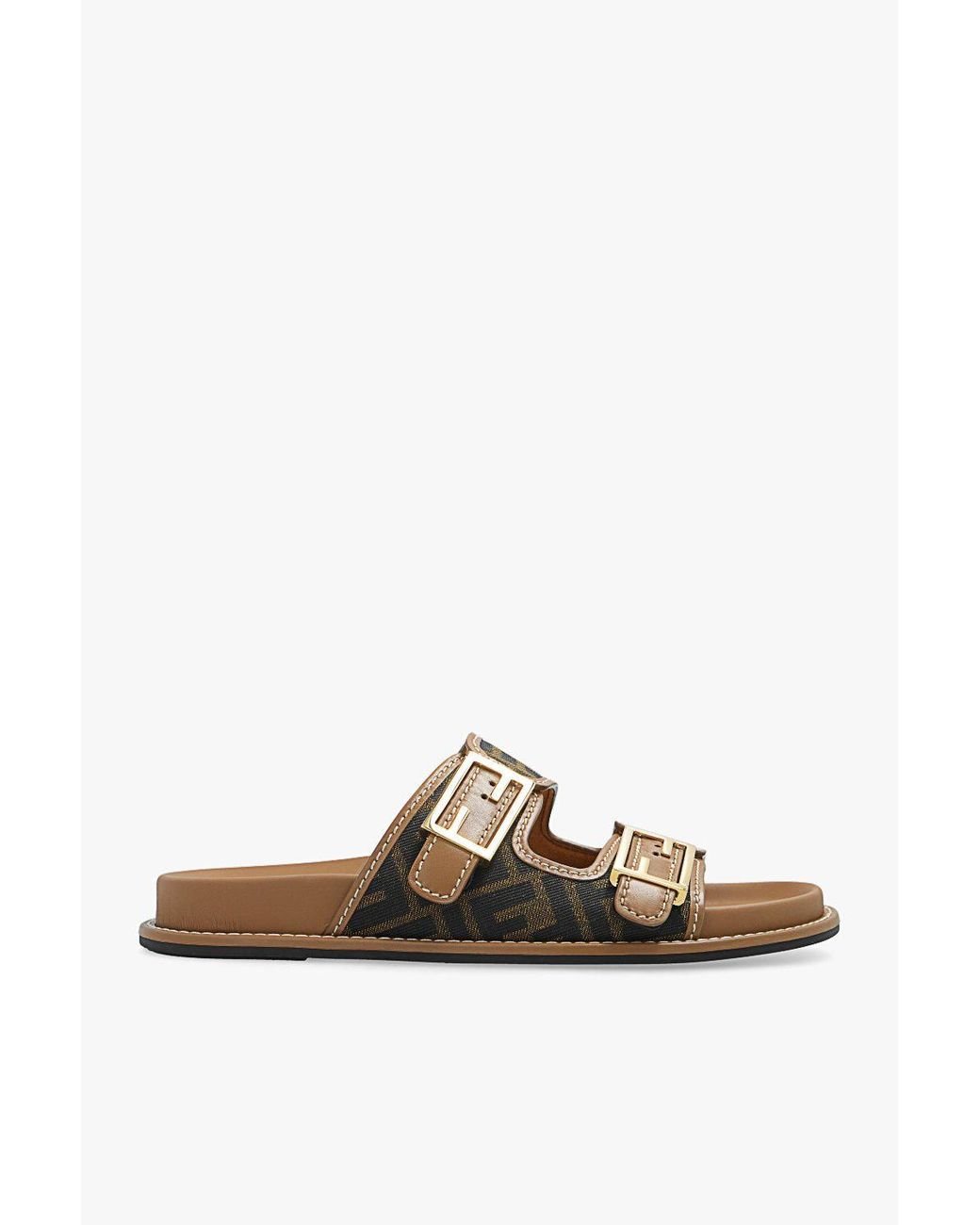 Fendi feel Slides in Brown Lyst