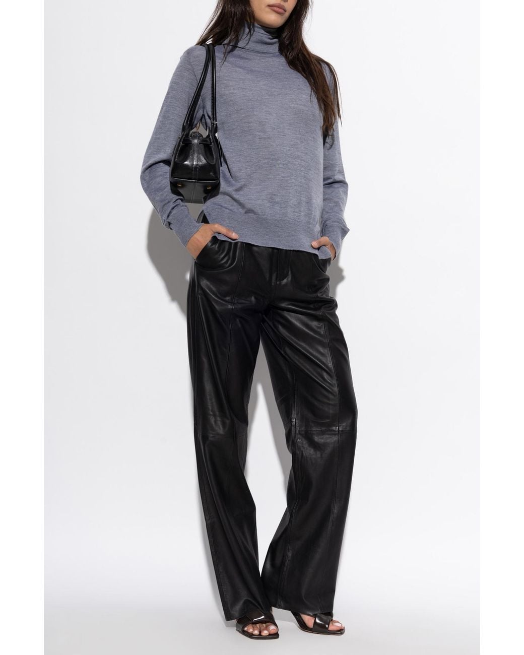 Gestuz Black Leather Trousers 'Gzluciana'