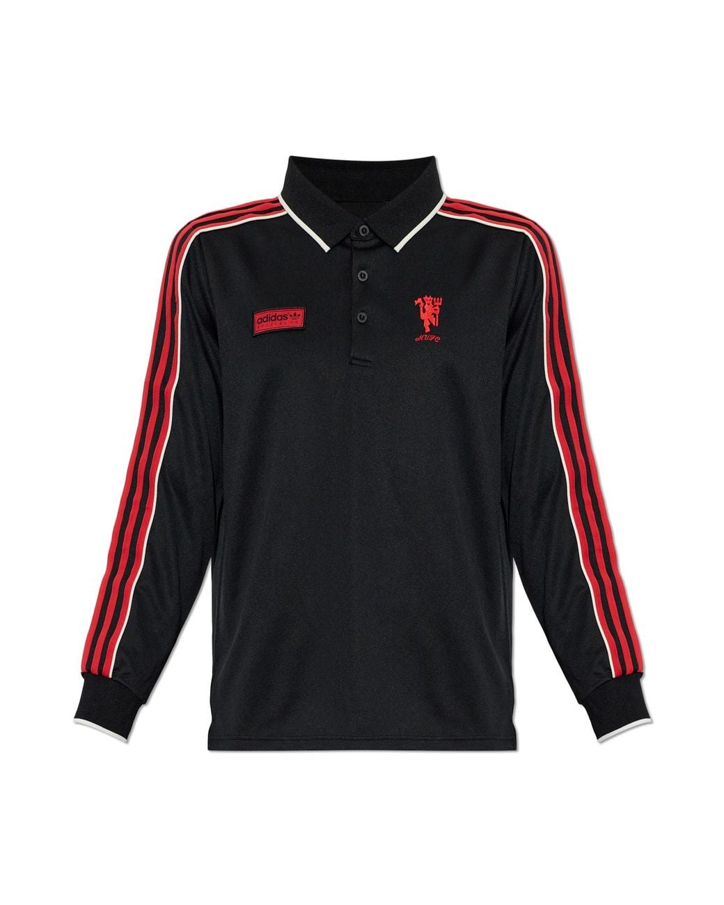 Adidas Originals Black Polo Shirt From The 'Manchester United' Collection for men