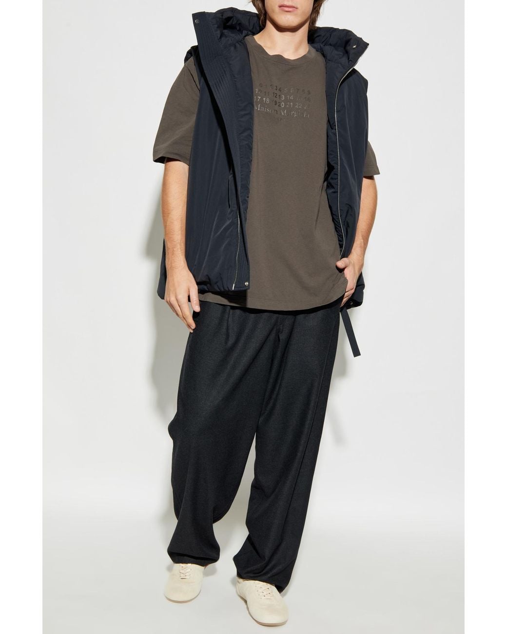 Maison Margiela Gray T-Shirt With Printed Logo for men