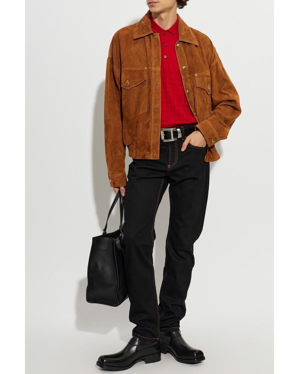 Versace Brown Suede Jacket for men