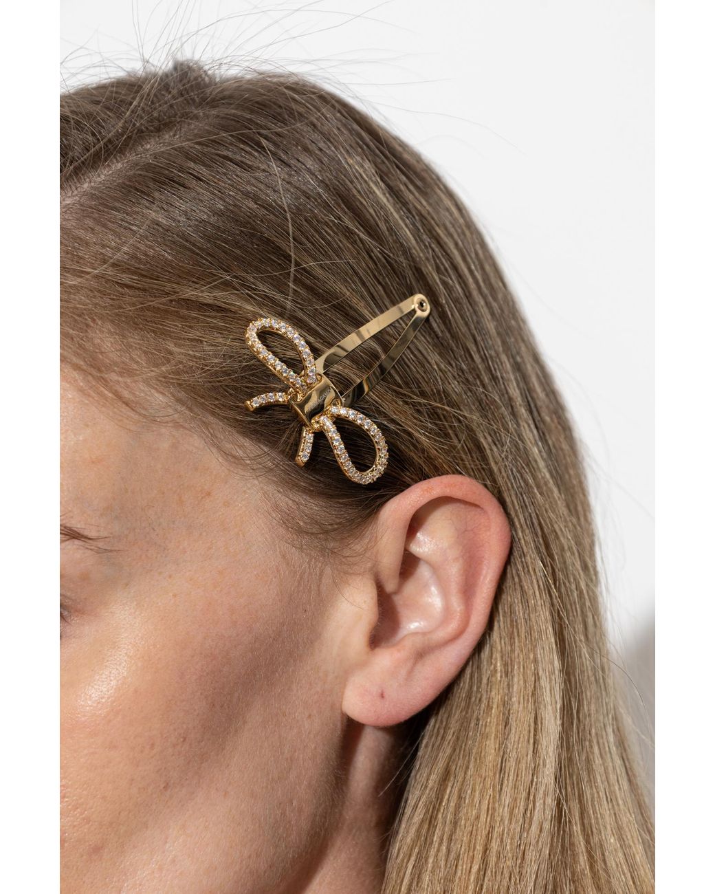 Ferragamo Metallic Hair Clip With Shimmering Crystals