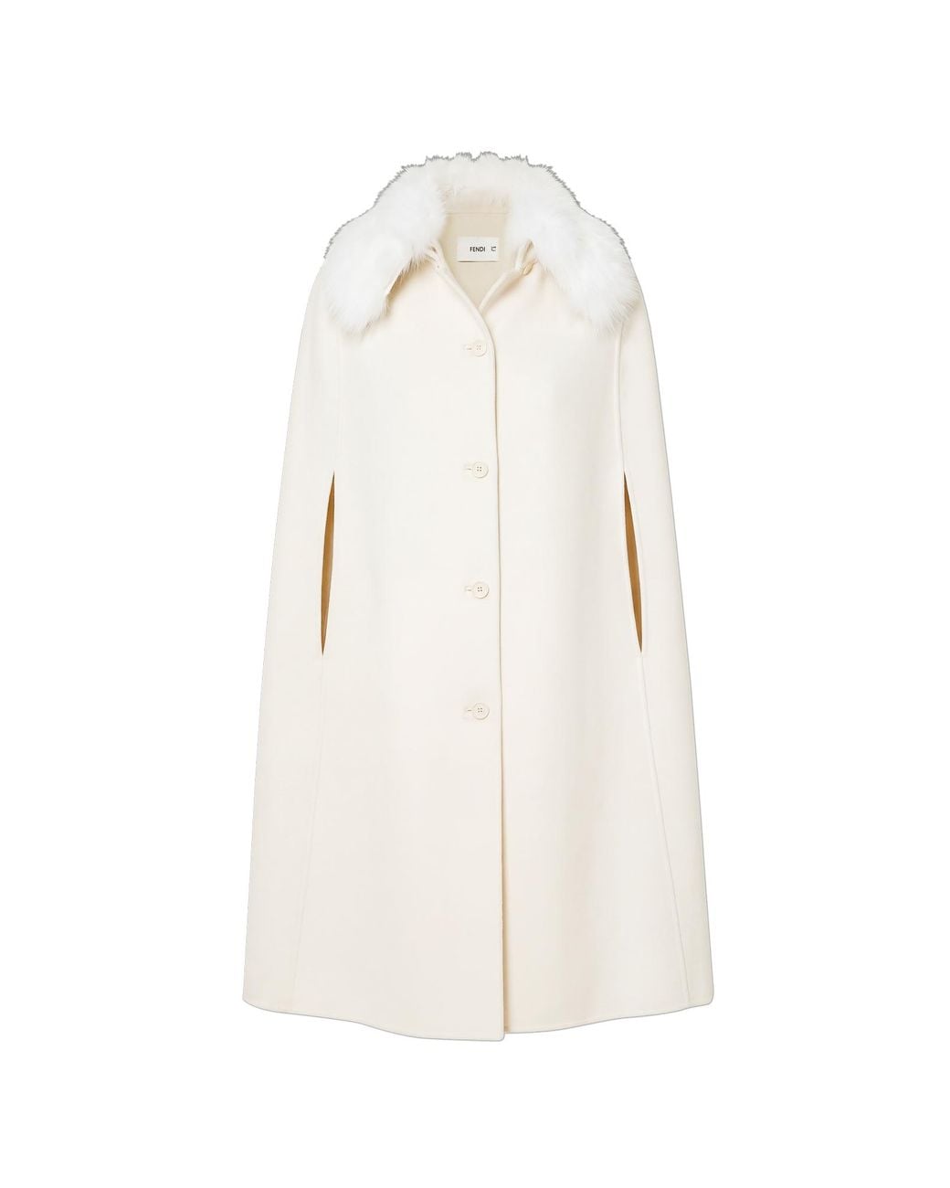 Fendi White Wool Cape