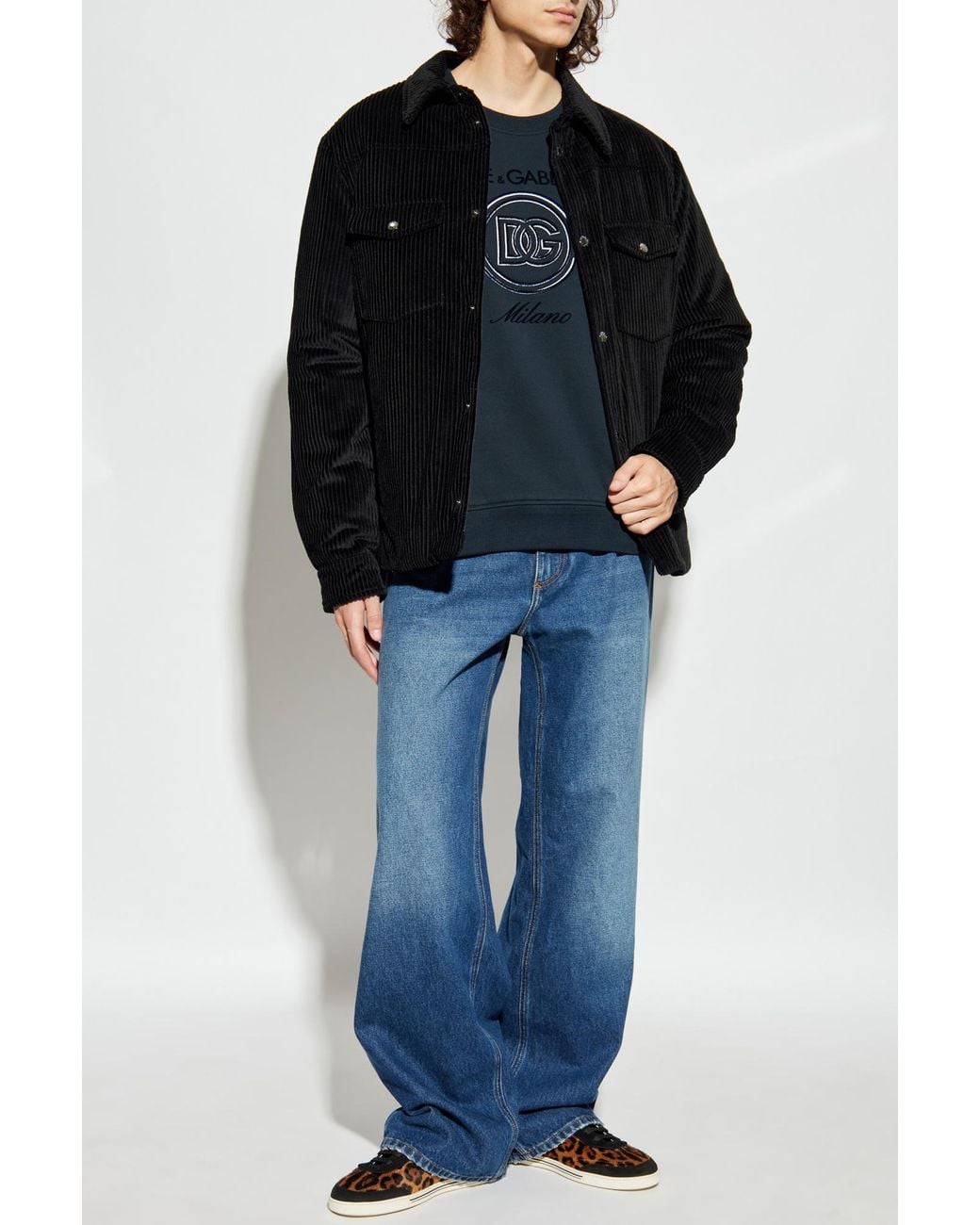 Dolce & Gabbana Blue Sweatshirt With A Raised Logo for men