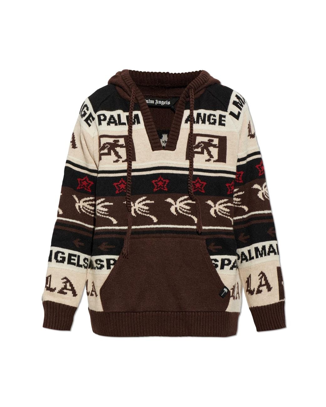 Palm Angels Black Patterned Hoodie for men
