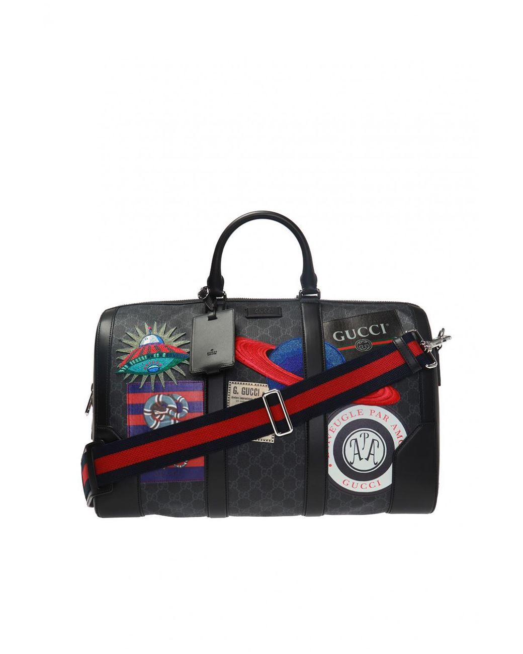 Gucci Leather Night Courrier Soft GG Supreme Carry-on Duffle in Black ...