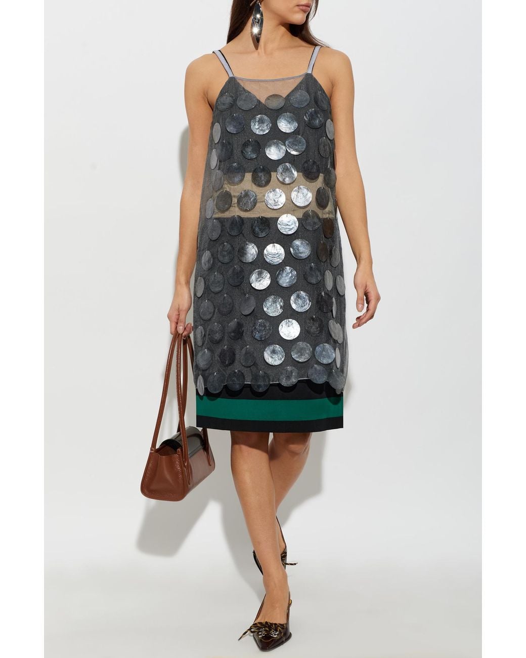 Marni Gray Dress With Mother-Of-Pearl Appliqués