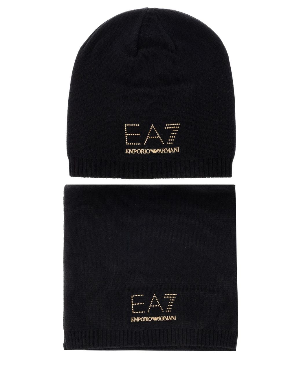 EA7 Black Hat And Scarf Set