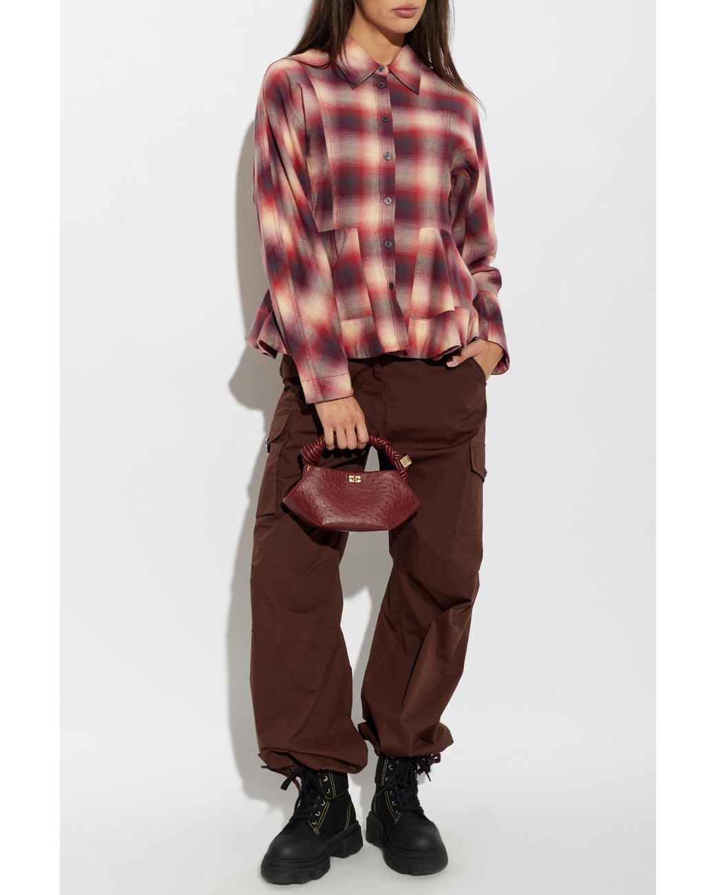 Ganni Red Peplum Shirt