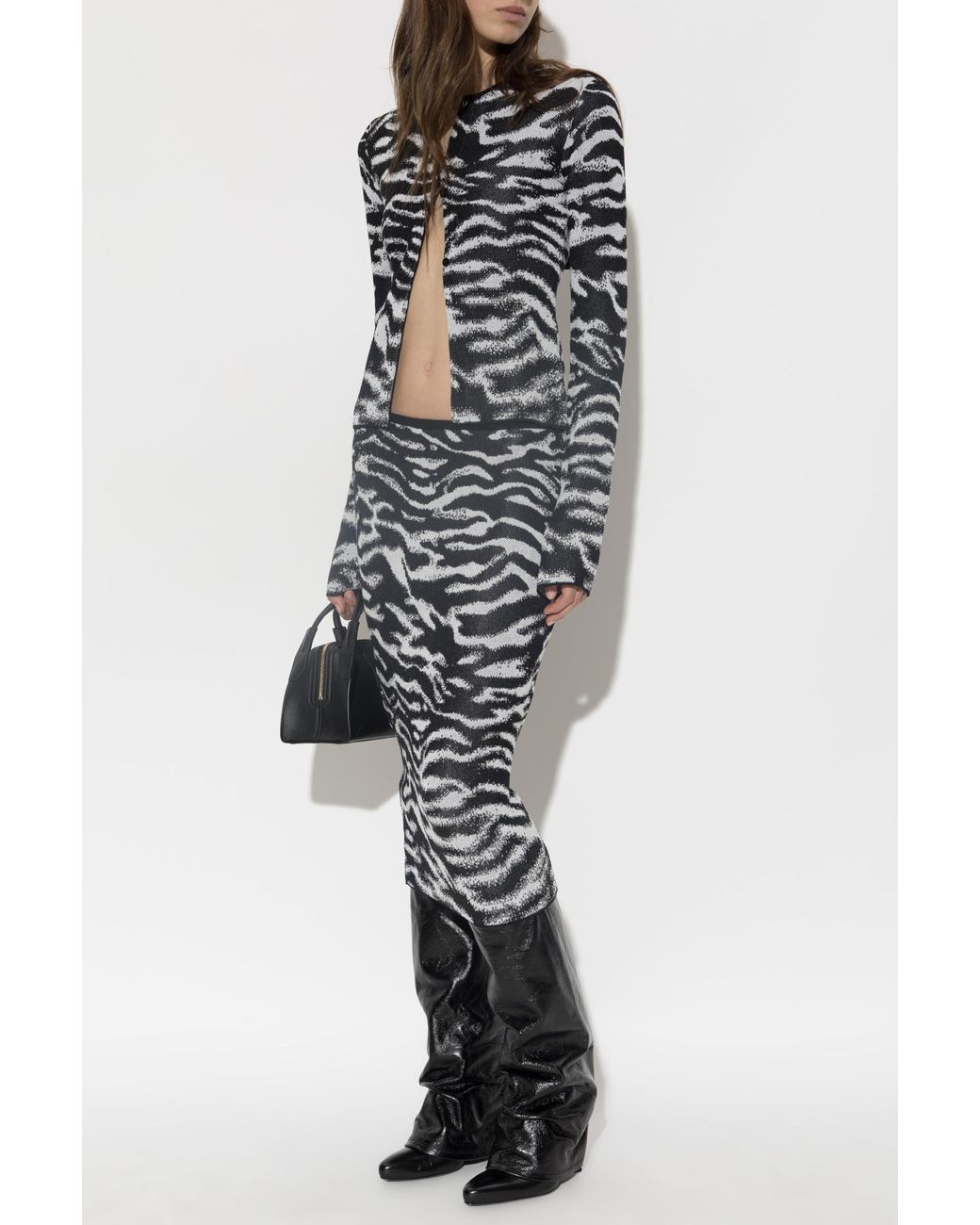 The Attico Black Animal Print Skirt
