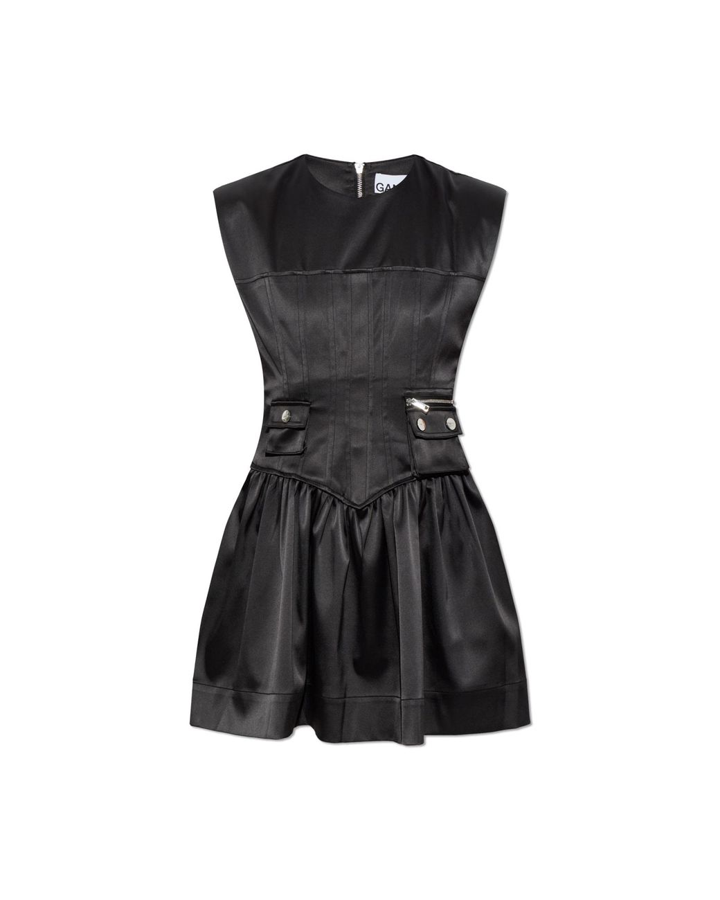 Ganni Black Dress With Pockets