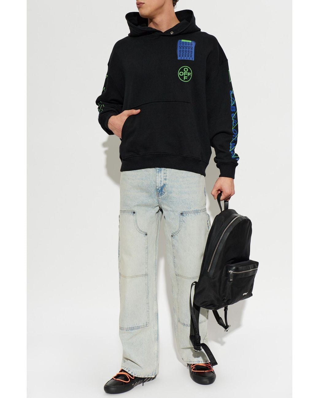 LAB C.O. OFF WHITE Blue Hoodie With Hood for men