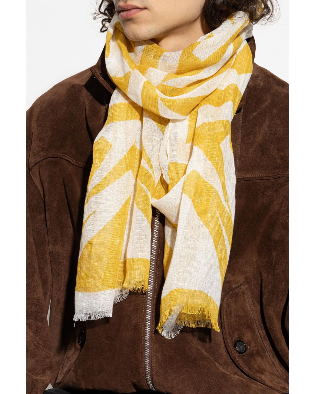 Moschino Yellow Scarf With Logo for men