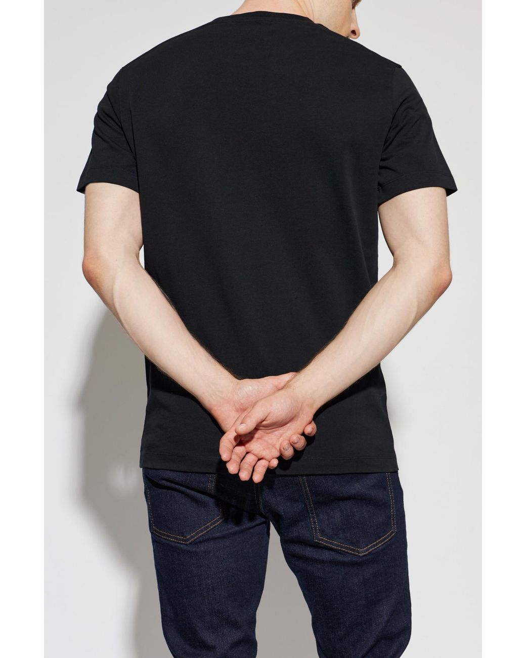 DSquared² Black T-Shirt With Logo Patch for men