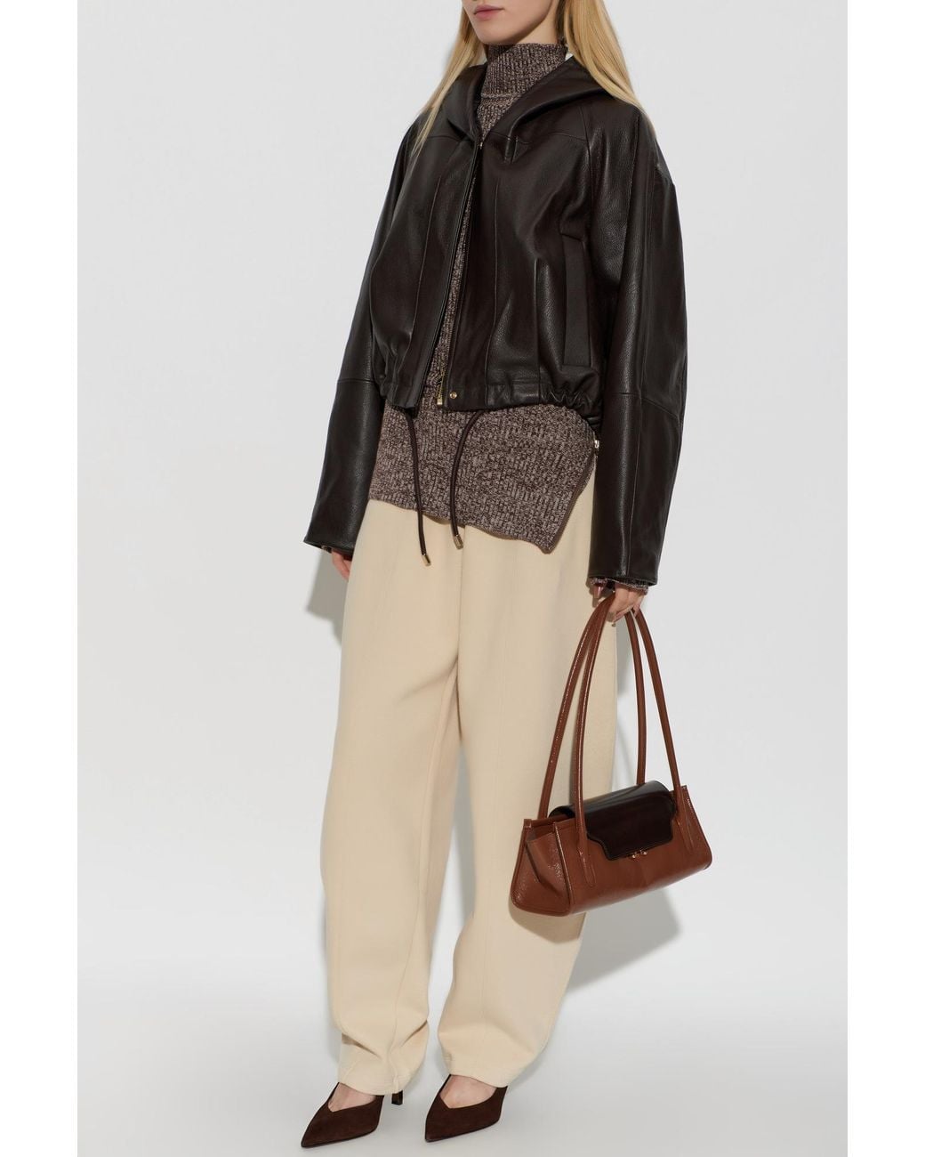 Sportmax Black 'Kabala' Leather Jacket