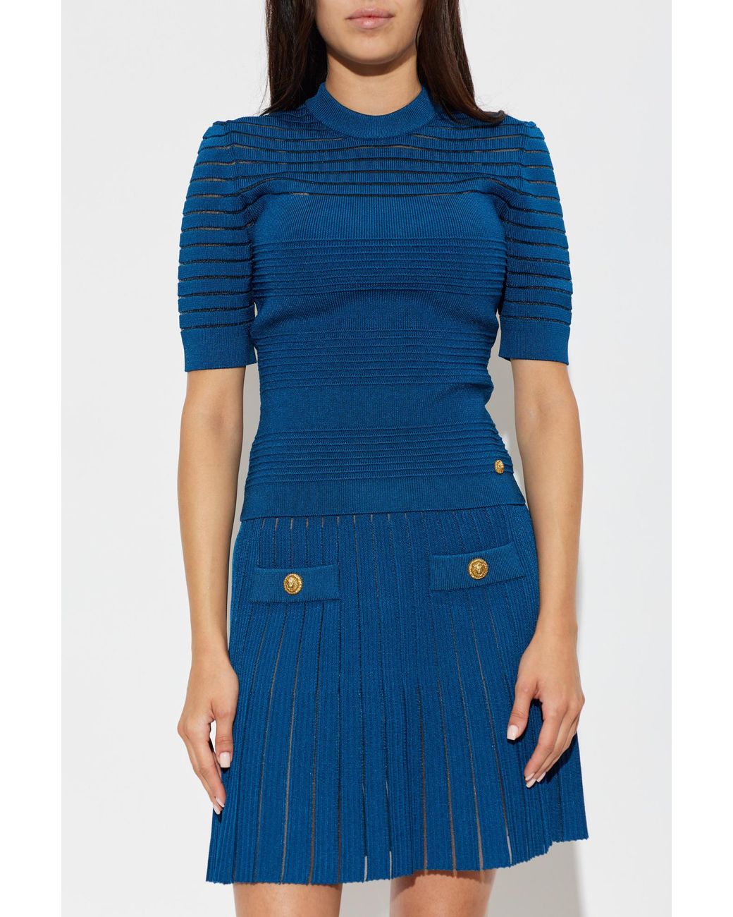 Balmain Blue Fitted Cut Top