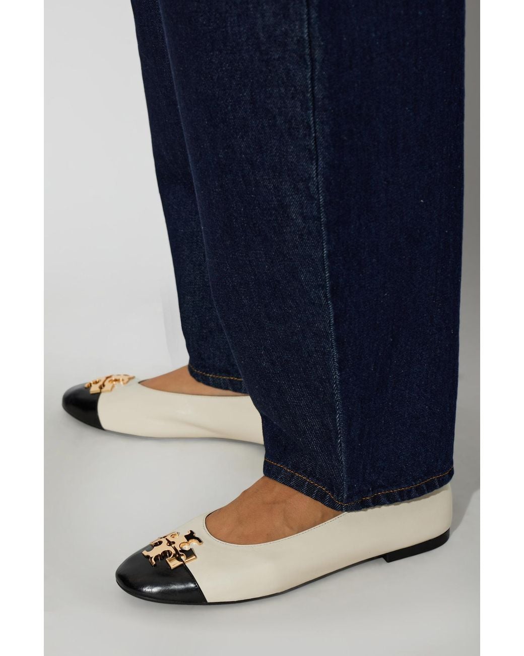 Tory Burch White 'Charlie' Ballerina Flats