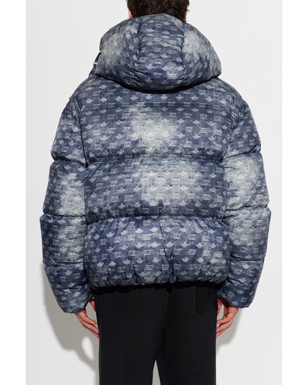 DSquared² Blue Puffer Jacket With Monogram for men