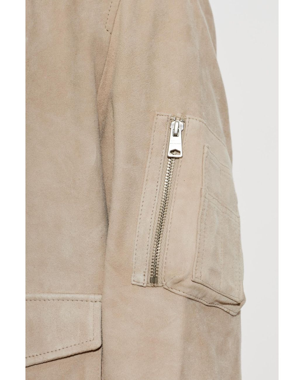 AllSaints White 'Rokko' Suede Bomber Jacket for men
