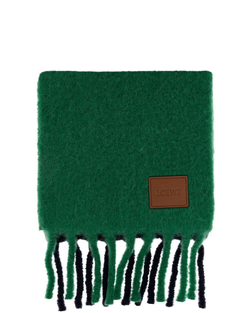 Loewe Green Wool Scarf With Logo