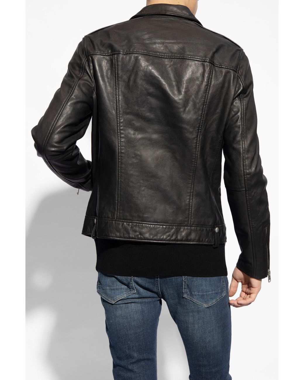 AllSaints Black 'Milo' Biker Jacket for men