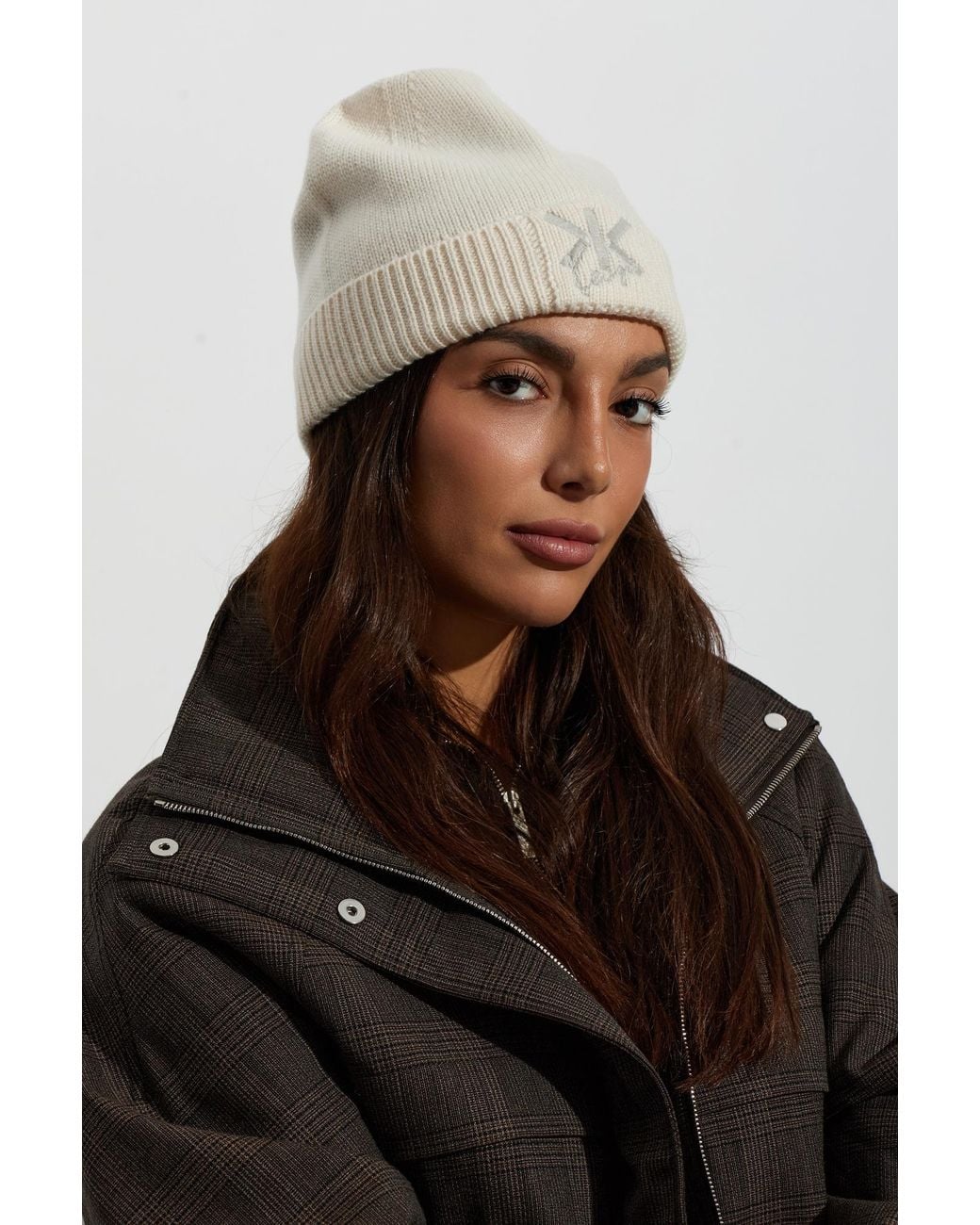 KENZO Natural Beanie With Embroidered Logo