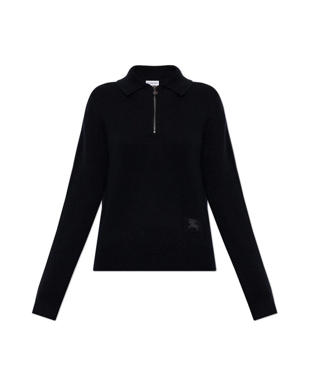 Burberry Black Cashmere Polo Sweater With Long Sleeves