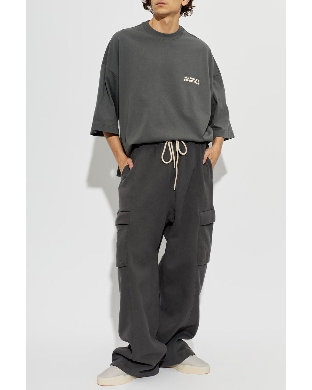Fear Of God Gray Cotton T-Shirt With Print for men