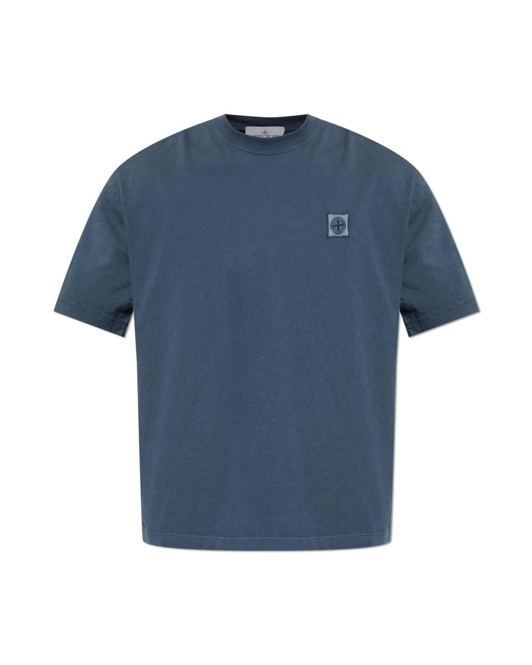 Stone Island Blue T-Shirt With Logo Patch for men
