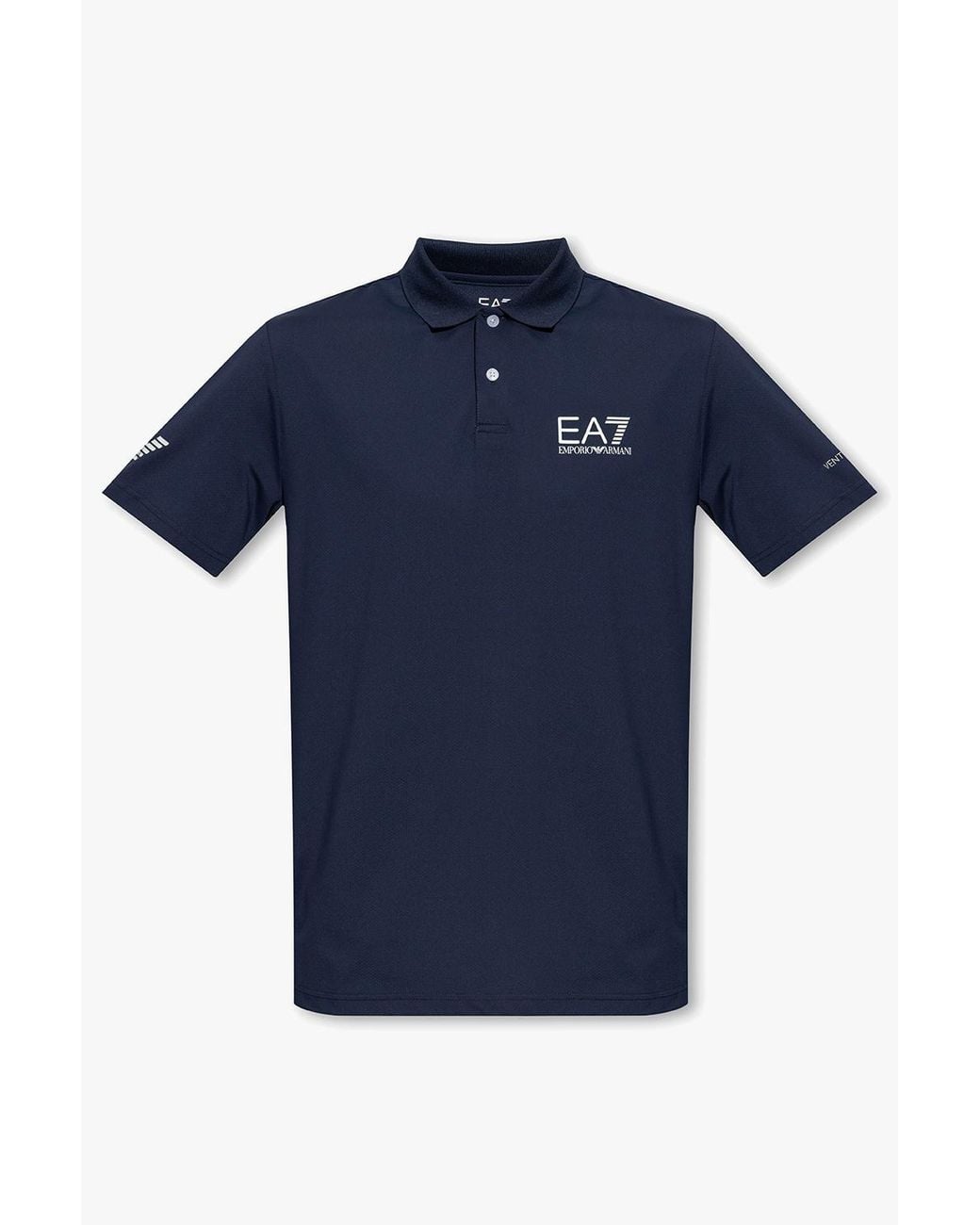 EA7 Blue Polo Shirt With Logo for men