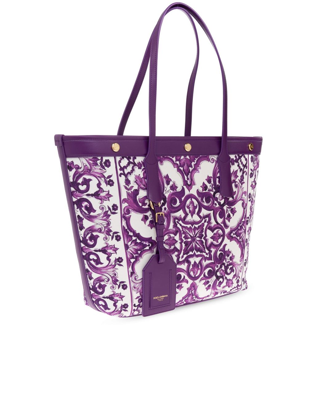 Dolce & Gabbana Purple Shopper Bag With "Majolica" Print