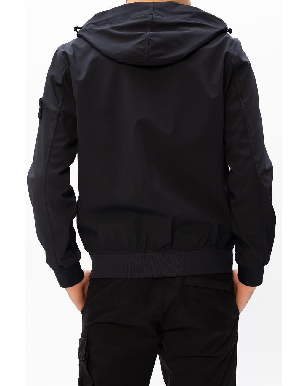 Stone Island Jacket With Logo Navy Blue For Men Lyst
